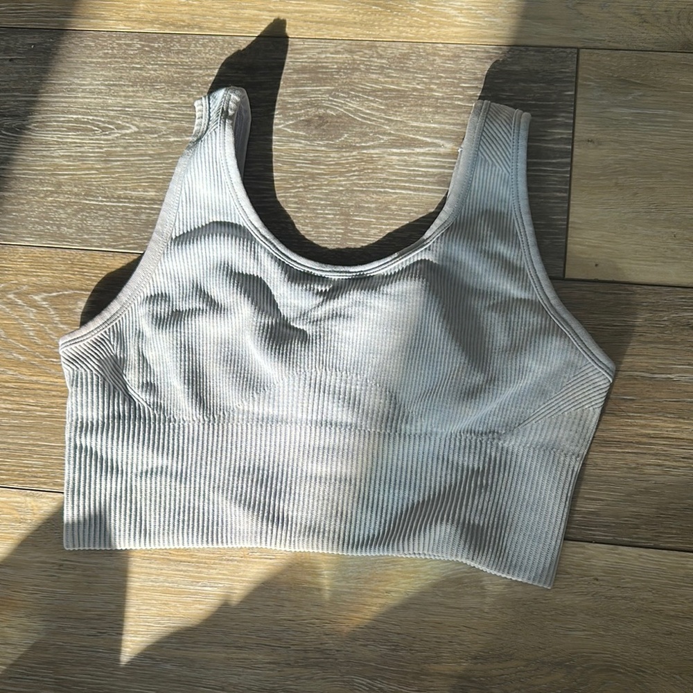 baby blue ribbed sports bra